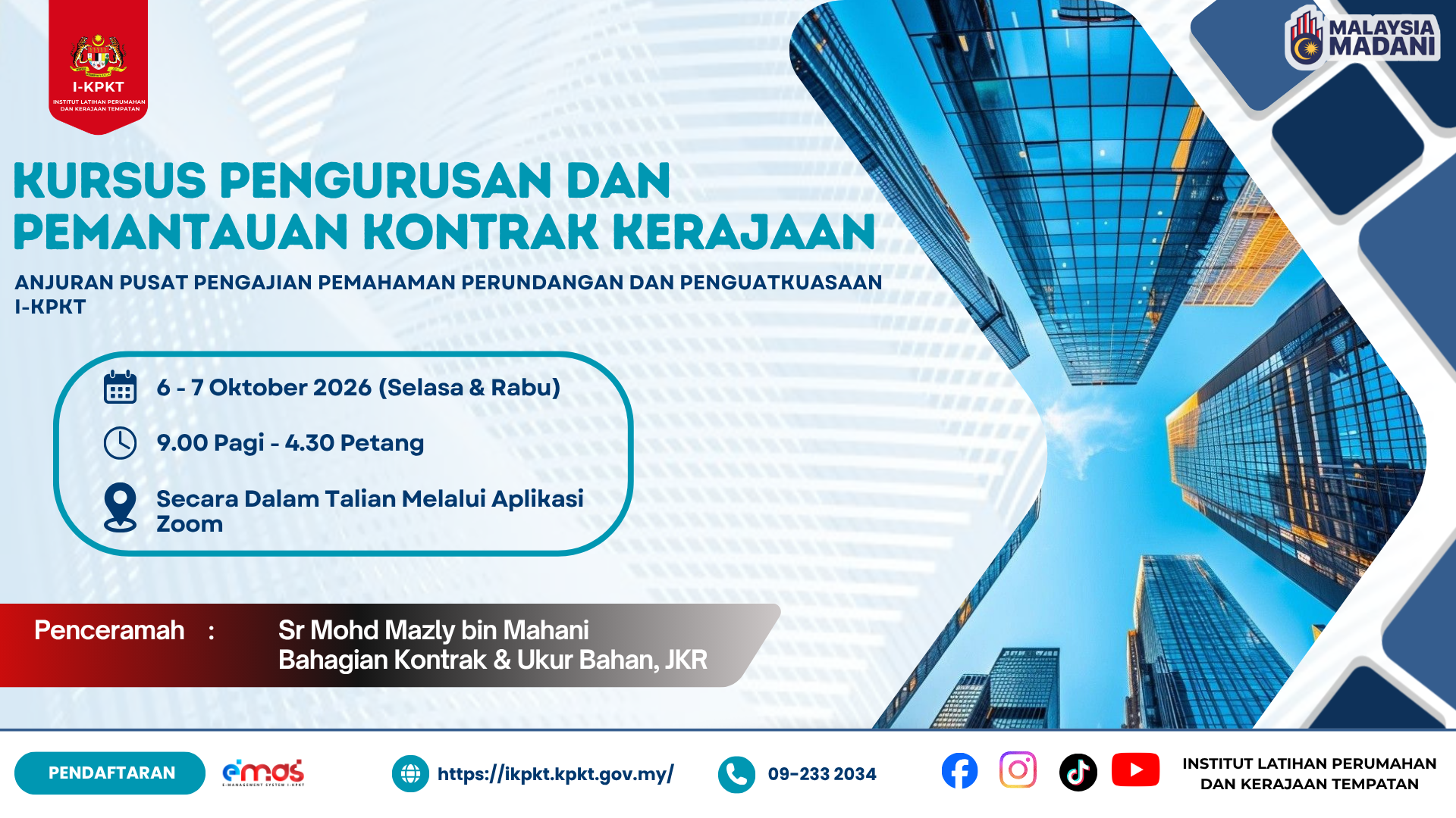 KURSUS PENGURUSAN DAN PEMANTAUAN KONTRAK KERAJAAN