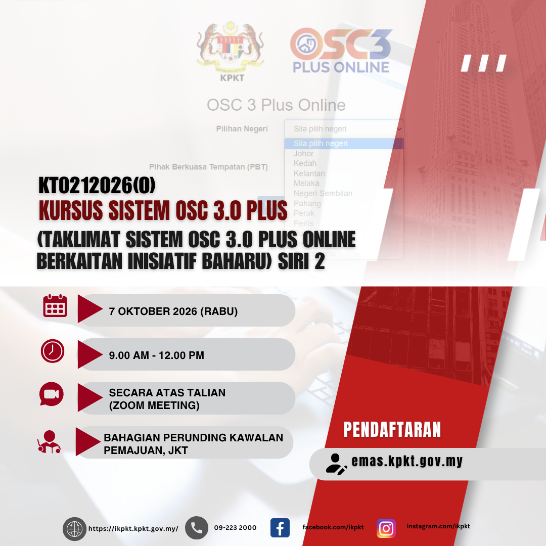 KURSUS SISTEM OSC 3.0 PLUS (TAKLIMAT SISTEM OSC 3.0 PLUS ONLINE BERKAITAN INISIATIF BAHARU) SIRI 2