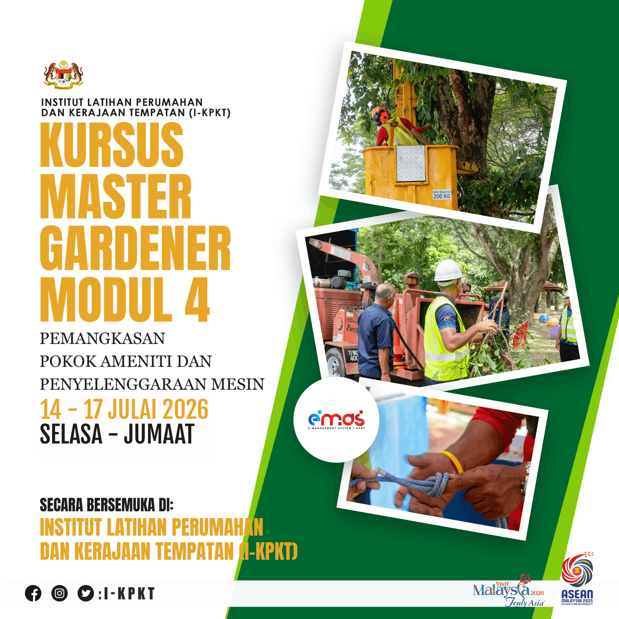 KURSUS MASTER GARDENER MODUL 4: PEMANGKASAN POKOK AMENITI DAN PENYELENGGARAAN MESIN