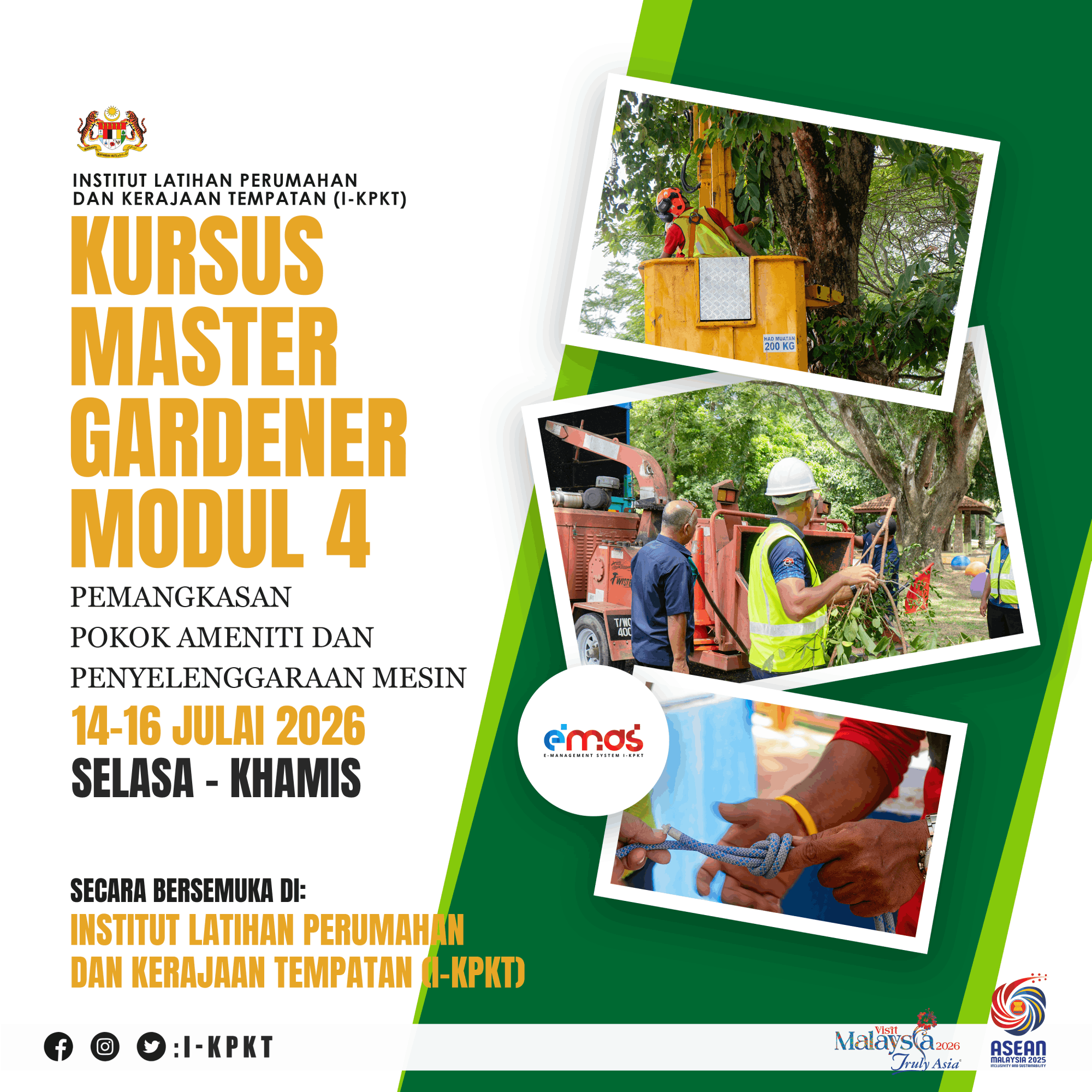 KURSUS MASTER GARDENER MODUL 4: PEMANGKASAN POKOK AMENITI DAN PENYELENGGARAAN MESIN