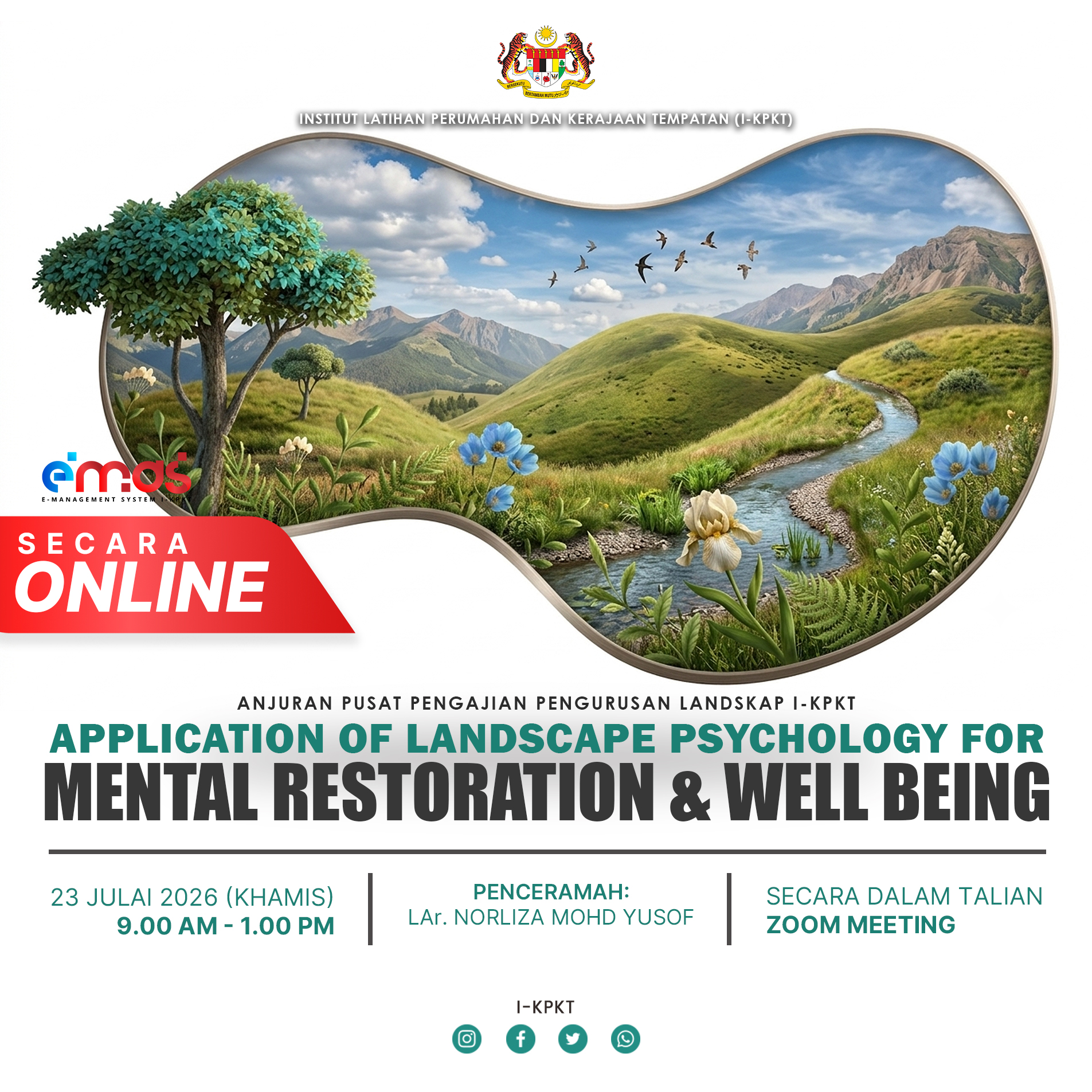 APPLICATION OF LANDSCAPE PSYCHOLOGY FOR MENTAL RESTORATION & WELL BEING